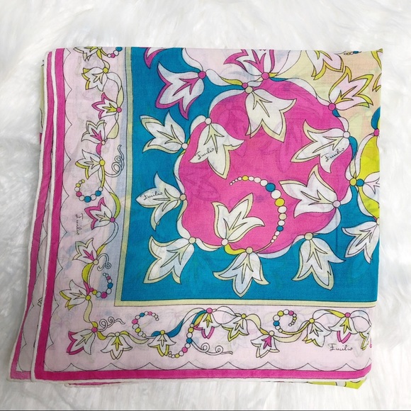 Emilio Pucci Accessories - Authentic Emilio Pucci Cotton Floral Printed Scarf